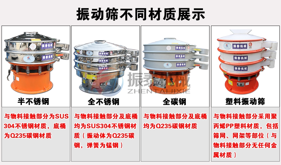 振動篩不同材質(zhì)展示